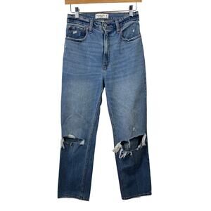 Abercrombie & Fitch Jeans Women 26/2R Blue Curve Love Distressed Ankle Straight